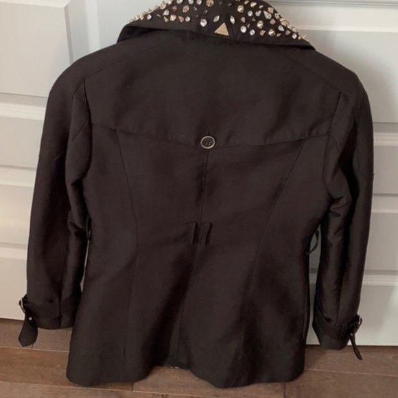 Black Sam Edelman Trench Coat with studded collar - XS - Picture 2 of 5